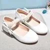 Zapatos de niña, zapatos de princesa, zapatos blancos de actuación para competición de calificación, zapatos de tacón alto de una sola capa para niños, zapatos de cuero de actuación 61