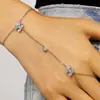 Pulsera de cadena integrada de lujo incrustada con diamantes, pulsera de cadena Y ajustable para dedo y dorso de la mano, estilo nicho de alta gama