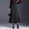 Saia Longa Mermaid de Lã Slim Fit Feminina Nova Outono/Inverno 2026 Cintura Alta Emagrecedora Elegante Versátil Justa ao Corpo