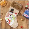 Bolsas de Regalo Navideñas Transfronterizas, Bolsas de Calcetín de Caramelo con Dibujos Animados de Papá Noel y Renos, Decoraciones de Escena Navideña, Adornos Colgantes