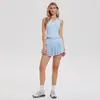 Traje Deportivo Transfronterizo para Mujer, Camiseta sin Mangas, Top de Golf, Chaleco, Falda de Tenis con Plumas, Conjunto de Dos Piezas para Correr y Fitness