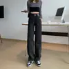 Pantalones de pierna ancha de cintura alta jeans con forro polar para mujer 2022 nuevos pantalones rectos holgados pequeños otoño e invierno