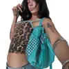 Top Europeo y Americano sin Mangas Bloque de Color Crop Top Estampado de Leopardo Transfronterizo Sexy Chica Caliente Lentejuelas Ajustado al Cuerpo Patchwork Nuevo Estilo Camisola Chaleco