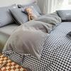 Casual Japonés Versión Ab Doble Cara Cuatro Piezas Imitación Algodón Engrosado Suave Algodón Lavado Dormitorio Tres Piezas Funda Nórdica para Estudiante