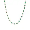 Collar de Moda Transfronterizo Europeo y Americano Cadena para Clavícula de Vidrio de Color Metal Versátil Joyería de Lujo Ligero Dropshipping