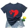 Nova camiseta casual estampada de manga curta solta estilo europeu e americano para mulheres 2