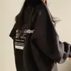 Moletom Feminino 4 Cores Estilo Americano 2026 Novo Modelo para Primavera, Outono e Inverno, Oversized, Caimento Solto, Marca Tendência, Forrado com Fleece e Espessado