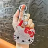 Llavero de Gato Incrustado con Diamantes, Elegante Colgante de Gato Coreano de Terciopelo Perforado en Caliente, Accesorios para Bolsos, Llavero, Pequeño Regalo al por Mayor
