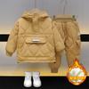 Ropa Infantil para Niños Traje Espeso de Terciopelo para Niños Ropa de Otoño e Invierno 2025 Nuevo Traje de Ropa de Algodón Cálido con Capucha para Niños