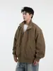 Jaqueta de Algodão Harrington Americana para Outono e Inverno Masculina com Gola Alta Estilo Baseball Casal Cáqui Cleanfit Jaqueta de Algodão