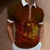 Polo para hombre con estampado digital 3D de lobo, camiseta de manga corta con cremallera, gran oferta 2023