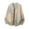 Abrigo de lana de cuello redondo con botones, estilo Old Money, cárdigan casual y cálido para hombre, prendas de punto para primavera y otoño para hombre