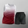 Conjunto Esportivo Masculino Secagem Rápida Seda de Gelo Colete Shorts Corrida Verão Treinamento Fitness Bola Vestuário Transfronteiriço Fábrica Atacado