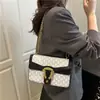 Bolso de Hombro a Cuadros con Letra Nuevo de Moda para Mujer Versátil Bolso Cuadrado Pequeño con Cadena para Mujer Bolso Cruzado de Alto Valor