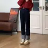 Jeans de Pierna Recta Patchwork para Mujer 2026 Diseño de Moda Nuevo Primavera y Otoño Adelgazantes Versátiles Pantalones Cigarrillo Acortados