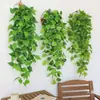 Simulação de rabanete verde para sala de estar, decoração de parede com plantas verdes, decoração de plantas, flores artificiais de vime, videira interna, cesta de plantas penduradas