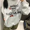 Suéter Delgado con Capucha para Mujer Estampado Simple para el Trabajo Japonés-Coreano Sudadera Exterior Hip-Hop Perezoso Fresco