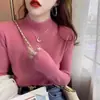 Top Térmico Gris para Mujer, Ropa Interior Otoño/Invierno, Se Puede Usar Como Prenda Exterior, Nuevo Estilo Suéter de Punto con Cuello Semi-Alto