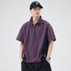 Camisa Masculina de Verão Anyang Costura Cor Contrastante Secagem Rápida Manga Curta Marca Tendência Gola Vertical Meio Zíper Top Casual Outdoor para Homens