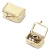 Bolsa de Joyería Retro Cuero Genuino Mate Cera Piel de Vaca Anillo de Diamante Mini con Espejo Caja de Adorno para Anillo Collar Pendientes Billetera para Monedas