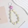 Cadena para Teléfono Móvil Serie Niña de Dibujos Animados, Pulsera de Muñeca con Perlas Macaron, Pulsera de Cuentas Pintada a Mano, Colgante Creativo