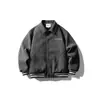 Davic Jaqueta Baseball de Lã e Algodão Estilo Retro Americano Preppy de Inverno para Estudantes Masculinos e Femininos Gola Reversível Roupa de Fora My030