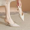 Sandalias de diseño nicho de punta cerrada para mujer tacón alto de aguja de alta calidad primavera nuevo color sólido boca poco profunda zapatos de una sola capa para mujer