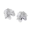 Brincos de Flor Versáteis da Moda, Brincos de Pétala Dupla com Pistilos Incrustados de Pérolas, Brincos de Tarraxa Coloridos com Pintura Spray