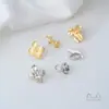 Chapado en cobre oro de 14K superficie lisa flor pequeña capullo rosa trébol de cuatro hojas trébol de tres hojas hojas dobles colgante accesorios hechos a mano para DIY