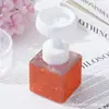 Garrafa Vazia Quadrada Portátil com Cravejamento de Diamantes Transfronteiriça, Garrafa de Pressão Recarregável Floral de Luxo Leve para Shampoo, Gel de Banho e Loção para as Mãos