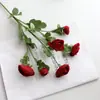 Flores falsas para bodas al por mayor 6 camelias rojas decoración para el hogar Super decoración flores de seda artificial adornos para sala de estar