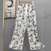 Pantalones de Pijama de Algodón Finos de Verano para Mujer con Estampado de Dibujos Animados, Pantalones de Pierna Ancha para Mujeres Embarazadas, Tallas Grandes, Adecuados para Usar Afuera, Pantalones Largos de Algodón, Exportación