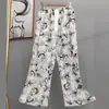 Pantalones de Pijama de Algodón y Seda Estilo Coreano para Mujer, Nuevos de Verano 2025, Pantalones Rectos Sueltos Casuales de Gama Alta que se Pueden Usar Afuera como Pantalones de Casa