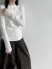 Camiseta Básica Redonda Simple Luxi para Mujer, Nueva Colección Otoño 2026, Ajustada Elástica de Manga Larga Top 2049
