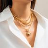 Collar de traje con cuentas simples de estilo europeo y americano para mujer, dulce y fresco collar geométrico con hebilla corta, joyería de amor