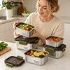 Caixa para Conservar Alimentos Tanque de Armazenamento Selado de Aço Inoxidável 304 Congelador de Alimentos para Geladeira Grande Capacidade Marmita para Micro-ondas Marmita