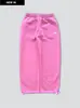 Pantalones casuales con cordones de estilo callejero americano y europeo Y2K para mujer, pantalones rectos versátiles vintage, conjunto de pantalones deportivos de cadera alta hip-hop