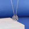 Collar de Plata de Ley S925 Corazón Vacío en Forma de Trébol de Cuatro Hojas de 5mm Soporte Magnético para Colgante Sin Piedras Incrustadas Accesorios para Joyería DIY
