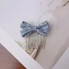 Novo Pente de Cabelo Retro Xadrez Estilo College com Laço, Pente de Inserir na Testa, Franja Lateral e Grampo de Cabelo Ferramenta para Arrumar o Cabelo