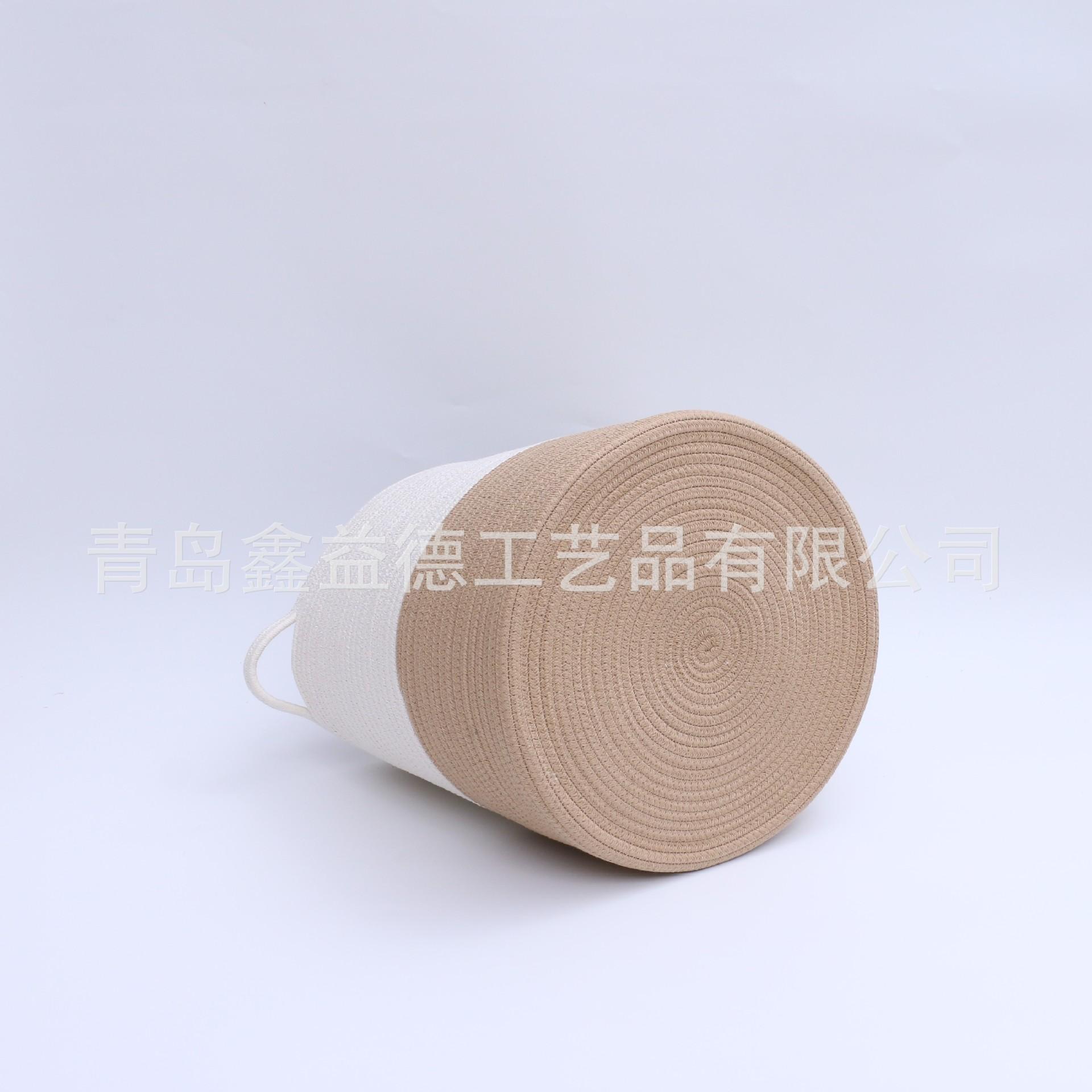 棕白棕色棉绳筐cotton rope basket (6)