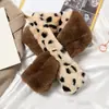 Bufanda con Estampado de Leopardo para Mujer Otoño e Invierno Chica Linda Versátil Estilo Coreano Piel Sintética Felpa Imitación Piel de Conejo Rex Estudiante Cuello Engrosado Cálida
