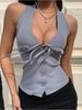Estilo Europeo y Americano Chica Sexy Deseo Puro Color Sólido Camisola Moda Transfronteriza Sexy Tirante Halter Escote Bajo Camiseta Casual