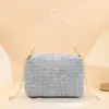 Nova Bolsa de Mão Elegante de Alta Aparência com Pérolas, Bolsa de Ombro Feminina da Moda, Bolsa Transversal Xadrez Estilo Chanel para Primavera