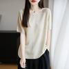 25 Anos Novo Verão Tencel Linho Primeira Linha Pronto para Vestir Gola Redonda Borda Enrolada Malha Manga Curta Camiseta Top Cor Pura Feminino