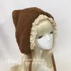 Lolita casera Caperucita Roja Retro Cuento de Hadas Orejas Puntiagudas Protección Auditiva Sombrero Cálido Encaje Encaje Sombrero de Terciopelo Engrosado y Cálido