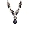 Collar Colgante Gota de Agua Morado Oscuro de Lujo Ligero Estilo Palacio con Pendientes de Botón Versátiles Retro de Gama Alta de Nicho Frescos y Modernos