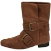 Botas de mujer, estilo francés, doble uso, botines adelgazantes, botas de moda hasta la pantorrilla, tacón grueso, punta cuadrada, retro, de corte bajo