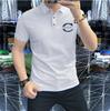 Logo Personalizado2025 Nuevo Verano Hombres Solapa Transpirable Manga Corta Gama Alta Diamante Caliente Camisa Polo Media Manga Negocios Moderno