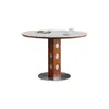 Mesa redonda de comedor para apartamento pequeño estilo antiguo Mesa de comedor de metal retro francés de madera maciza de roca Mesa redonda Bobo