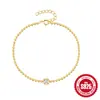 Nueva cadena de cuentas de un solo diamante de plata de ley 925, pulsera versátil, mismo estilo que la celebridad de Internet Little Red Book, pulsera chapada en oro de 18 quilates para mujer